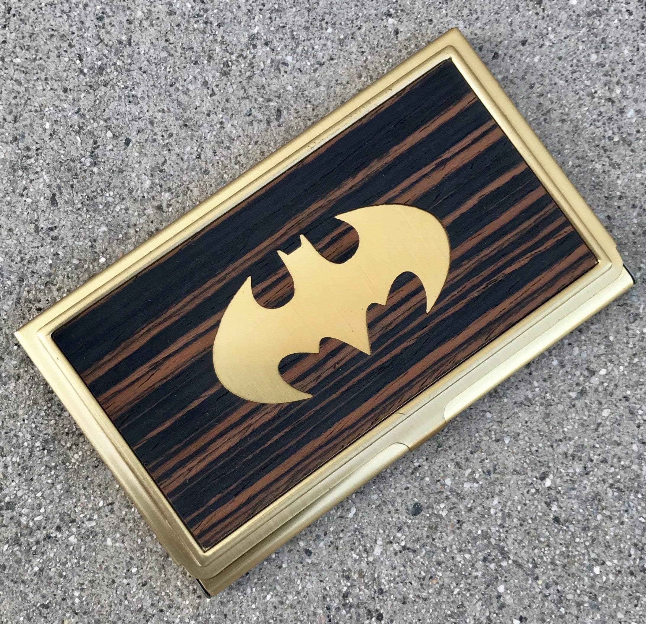 BATMAN | Wood Business Card Case | Card Holder | Macassar Ebony Wood
