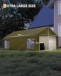 GarveeLife 13x25 Ft Carport with 10 Sandbags, Car