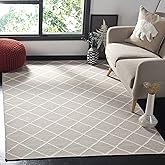 SAFAVIEH Dhurries Collection 3' x 5' Grey/Ivory DHU565G Handmade Flatweave Premium Wool Area Rug