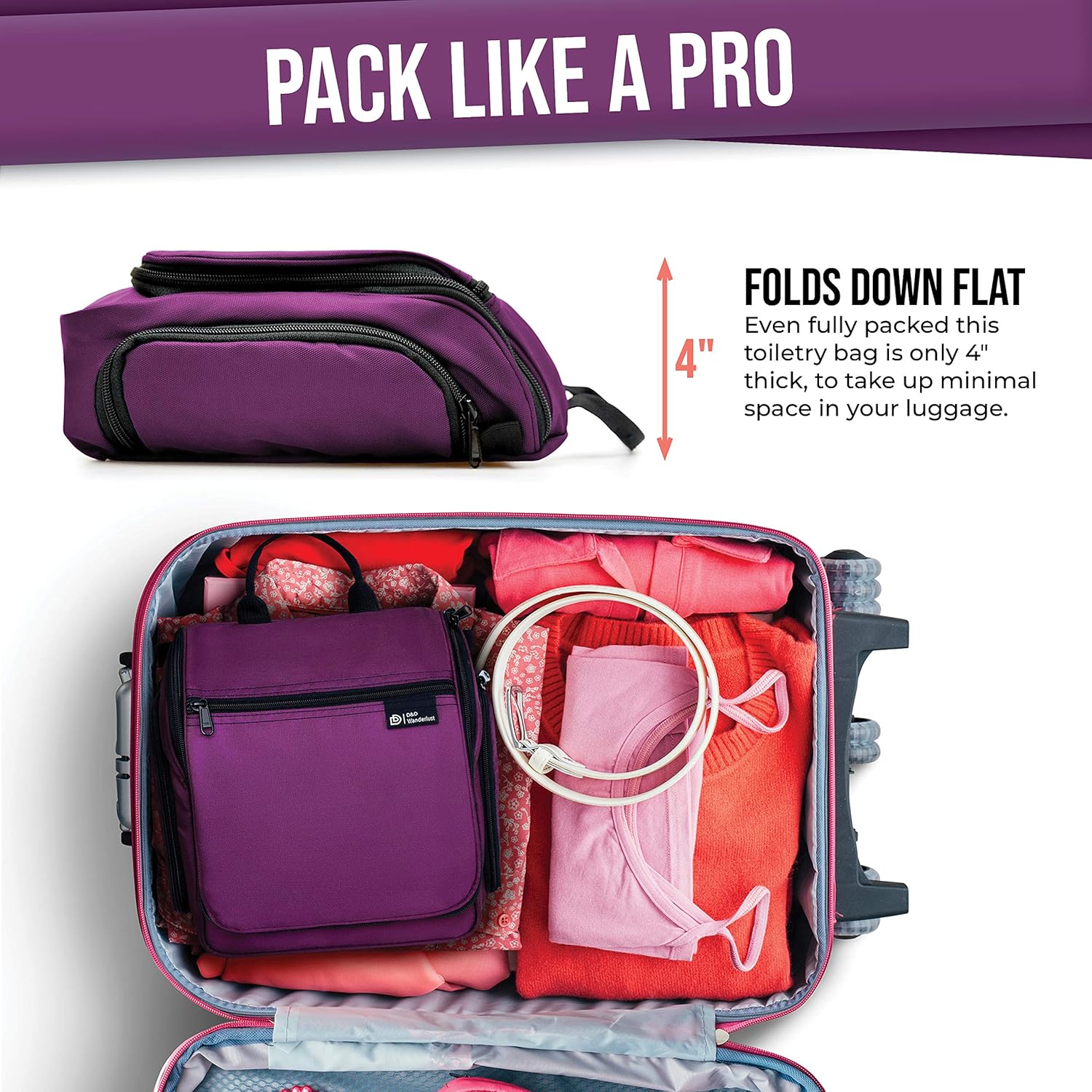 Hanging Travel Toiletry Bag for Women – Large Cosmetics, Makeup and Toiletries Organizer Kit with 19 Compartments, YKK Zippers, XXL Metal Swivel Hook, Water-Resistant Nylon, with Gift Box