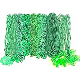 GZYSSL 100 Pcs With 10 Styles St. Patrick's Day Beads Necklaces Green Irish Festival Shamrock Parade Party Bead Necklace St. Patrick's Day Party Decoration Gifts