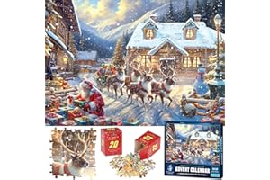 ENGFA Christmas Advent Calendar 2024 Jigsaw Puzzle, Santa Counting Presents 24 Days Christmas Countdown Calendar for Kids Adult, 1008 Pieces Puzzles for Boys and Girls Family Toys Gift Stocking Stuffers