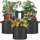 HealSmart Plant Grow Bags 5 Gallon, Tomoato Planter Pots 5-Pack with Handles, Aeration Nonwoven Fabric, Heavy Duty Gardening 