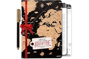 PRAZOLI PRODUCTS 3-in-1 Prazoli Adventure Book, Travel Journal & Bucket List Scrapbook - Cute Gifts for Women & Men Couple | Travelers Notebook Planner & Organizer With Pockets & Prompts Keepsakes Diary (Couple's Adventure Map)
