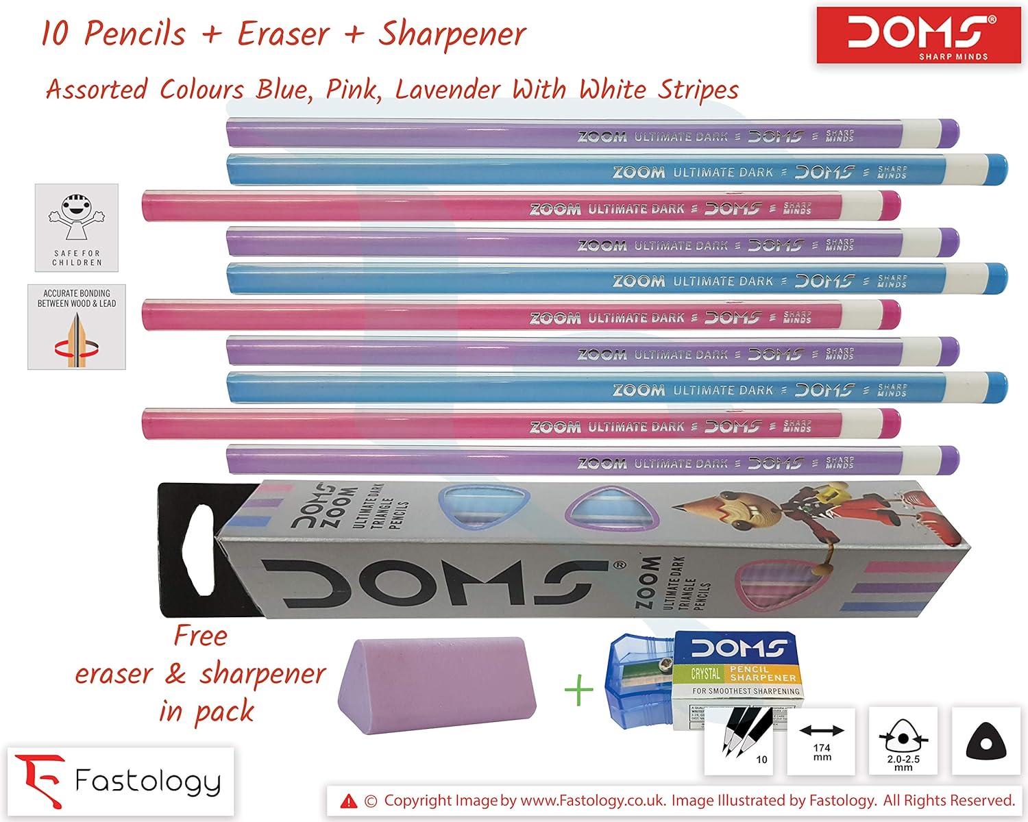 Home & Garden 10x DOMS Zoom Ultimate Dark Triangle Pencils 1 ERASER 1