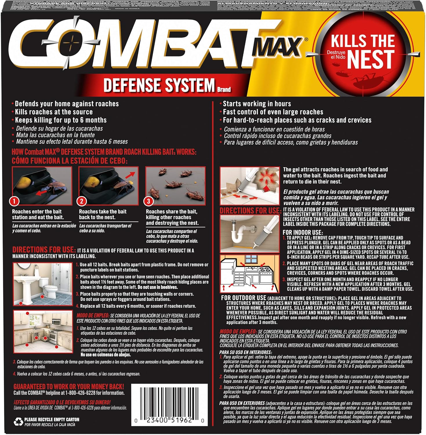 Combat Max Defense System Brand, Small Roach Killing Bait and Gel, 12 Count, Red - Image 3