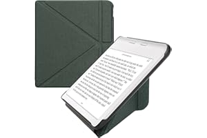kwmobile Origami Case Compatible with Kobo Libra Colour Case - Slim PU Leather Cover with Stand - Dark Green