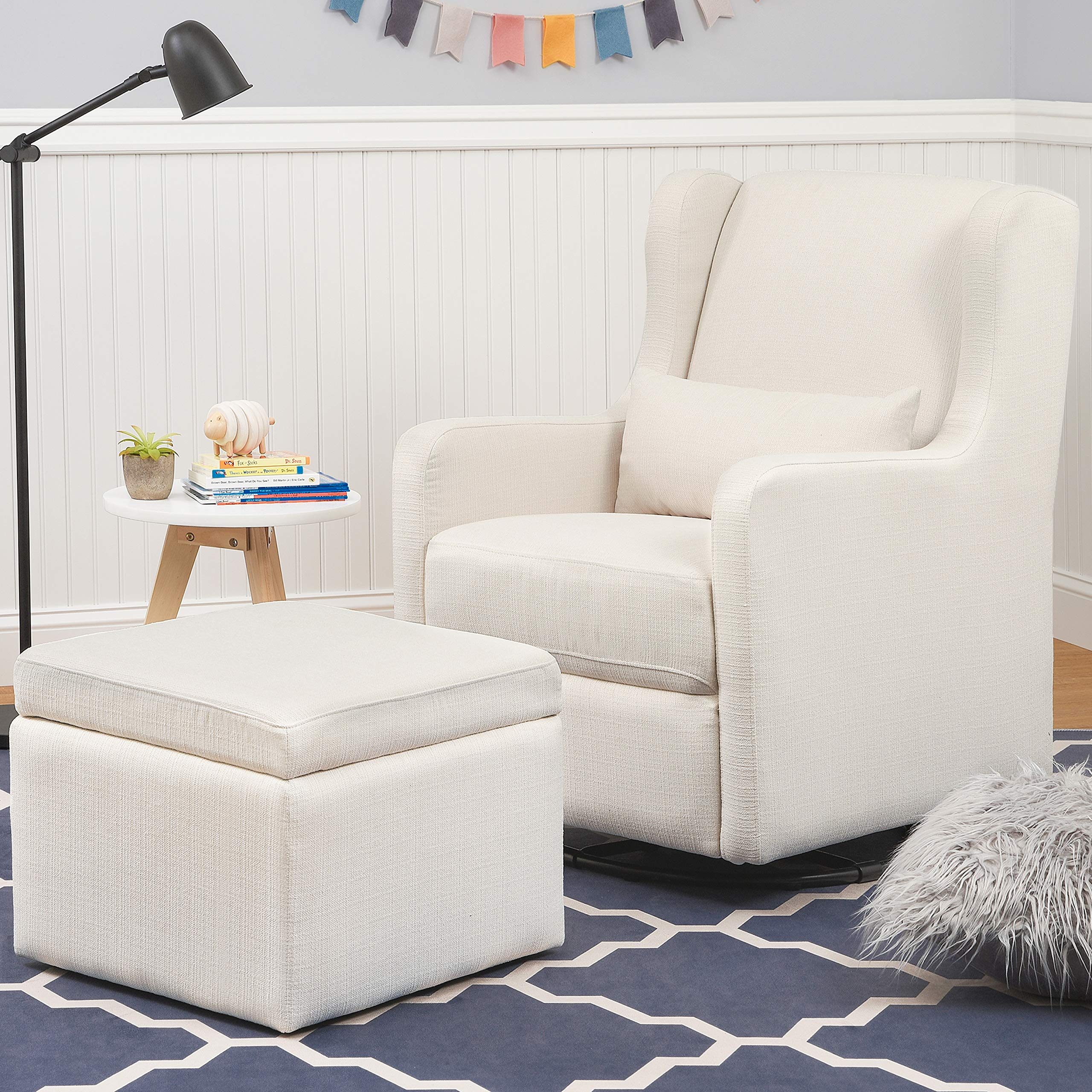Carter's by Davinci Adrian Swivel Glider with Storage Ottoman in Cream
