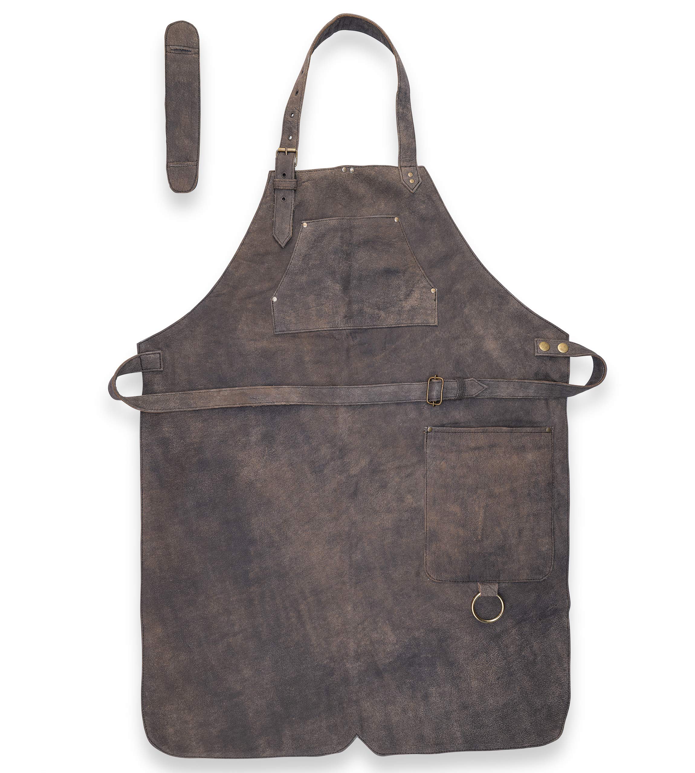 Angus Stoke Henry Leather BBQ Apron - Vintage Leather Apron - Unisex Adults - Brown