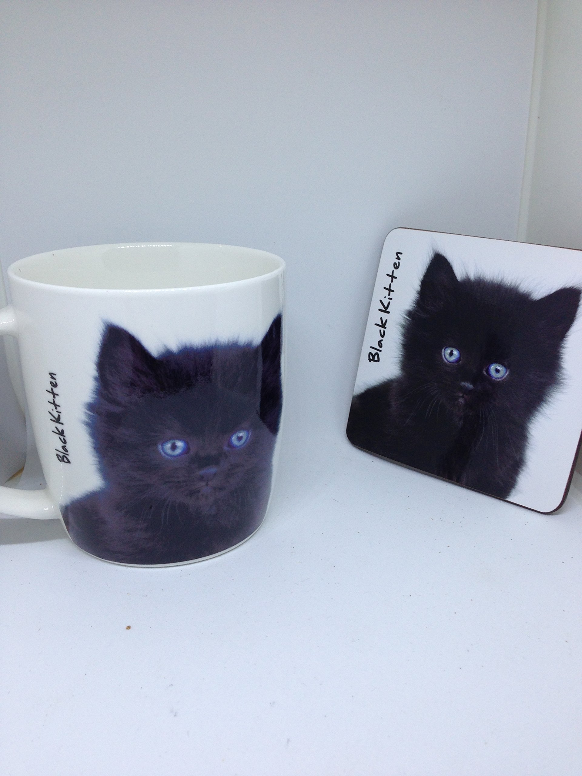 Black kitten Mug and coaster set