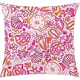 Nipil Boho Preppy Beach Pillow Covers 18x18, Beachy Room Decor Aesthetic, Preppy Room Decor, Pink and Orange Summer Coastal Decorative Throw Pillow Covers Pillowcases for Home Living Room Bedroom