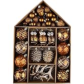 Valery Madelyn Ornaments for Christmas Trees, 70ct Bronze Copper and Gold Shatterproof Christmas Tree Decorations, Woodland Brown Hanging Ball Ornaments Bulk for Xmas Holiday Party Decor