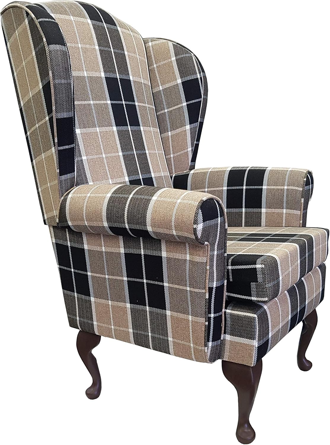 EURODIVANI Windsor Queen Anne High Back chair (Brown) 19" seat height