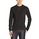 Hanes Men's Long-Sleeve Beefy Henley T-Shirt - Medium - Ebony