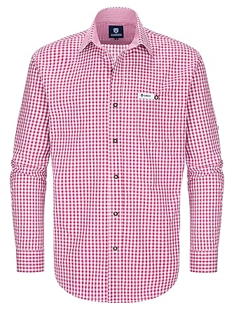 Almbock Trachtenhemd Herren Kariert | Slim-Fit Männer Hemd in Vielen Karo Farben | Hemd aus 100% Baumwolle in Den Größen S-XX