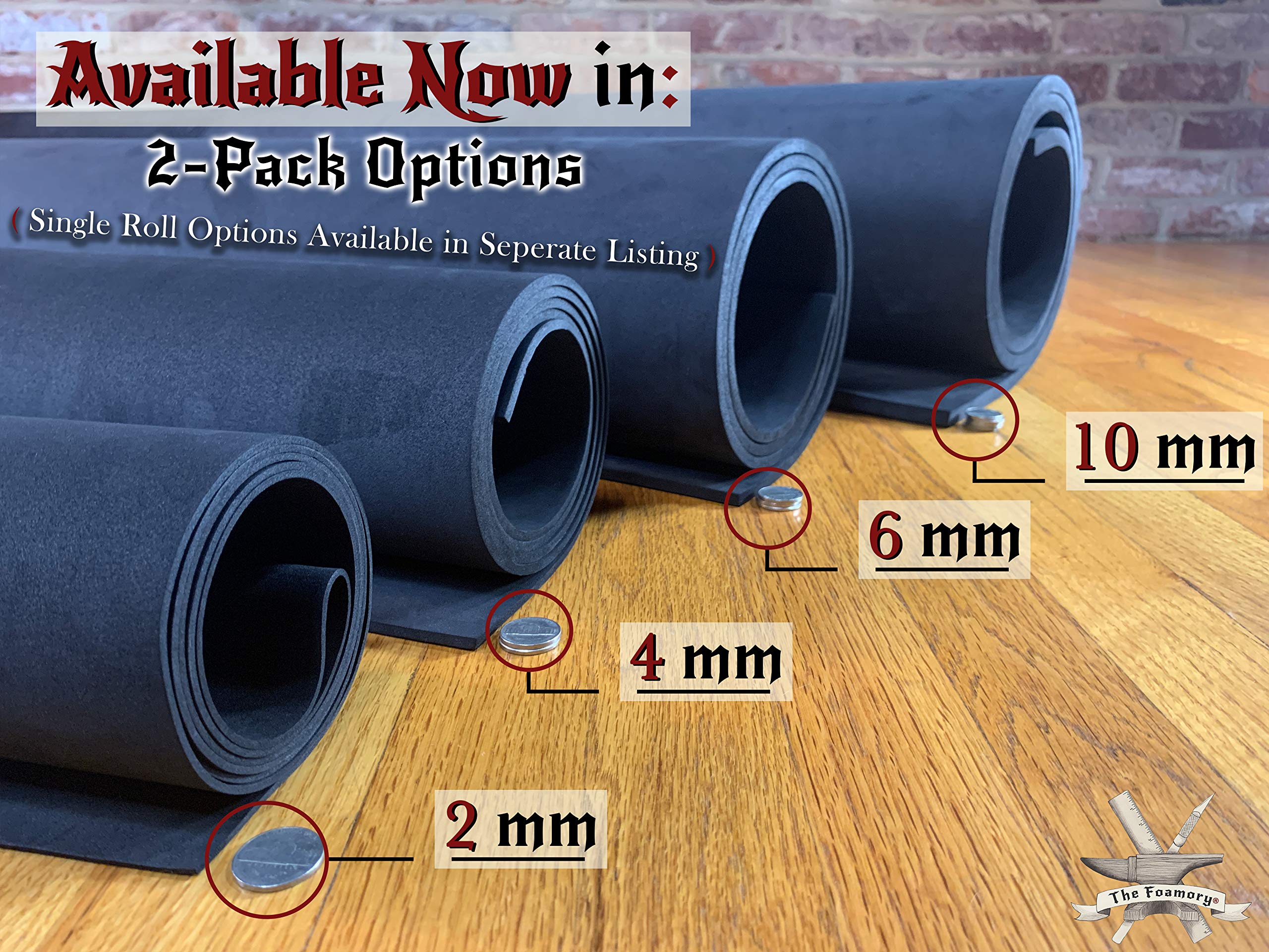 2-Pack Shape Retention EVA Cosplay Foam - 6mm Thick (Black) X-Large 35”x59” High Density EVA Craft Foam Sheets - Premium 85 kg/m3 Heat Shape Material for DIY, Con or Halloween Costumes - The Foamory