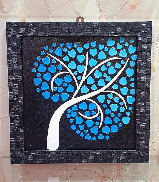 Buy A Wish Tree Hand Painted Clay Wall Art Blue Tree