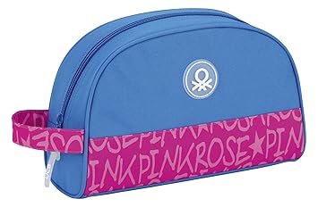 Benetton- Neceser Adaptable a Carro, Color Azul/Rosa, 28 cm (SAFTA 811751332)