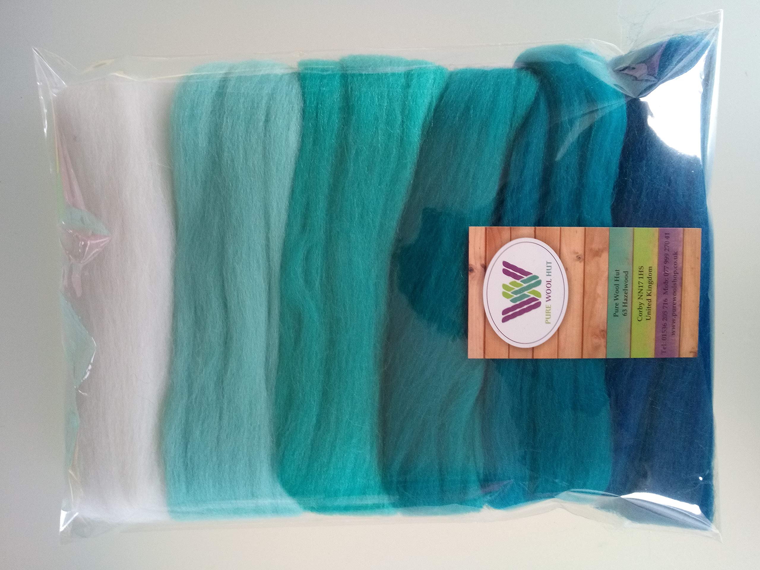Pure Merino Wool Roving – Assorted Colours for Needle & Wet Felting, Spinning & Weaving, DIY Craft – 60 g Packs (Turquoise 60 g) — image 1