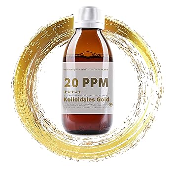 Kolloidales Gold 20PPM Goldwasser 1000ml - hoch konzentriert (Reinheitsstufe 99,99%) (1000ml)