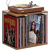 1 Cube Vinyl Record Storage Furniture Wooden Record Holder Shelf Storage | Modular Stackable, 55-70 Vinyl Album Visualize Record Storage Box for Portable Record Player