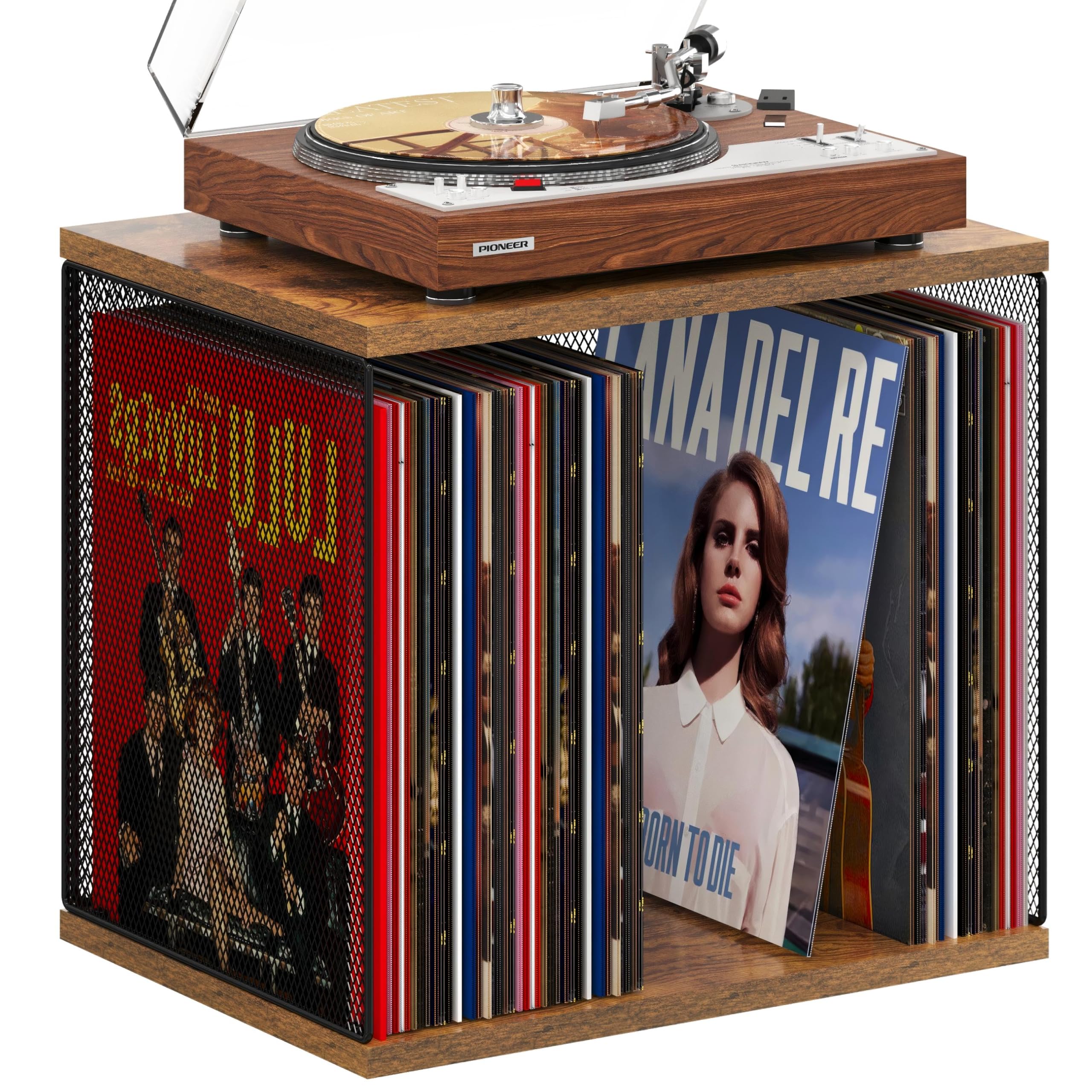 Photo 1 of 1 Cube Record Holder Vinyl Record Storage Furniture - DIY Stackable 45-60 Records Visualize Vinyl Album Storage Box Cube - Natural Wooden Vinyl Record Crate Organizer for Retro Vinyl Record Player