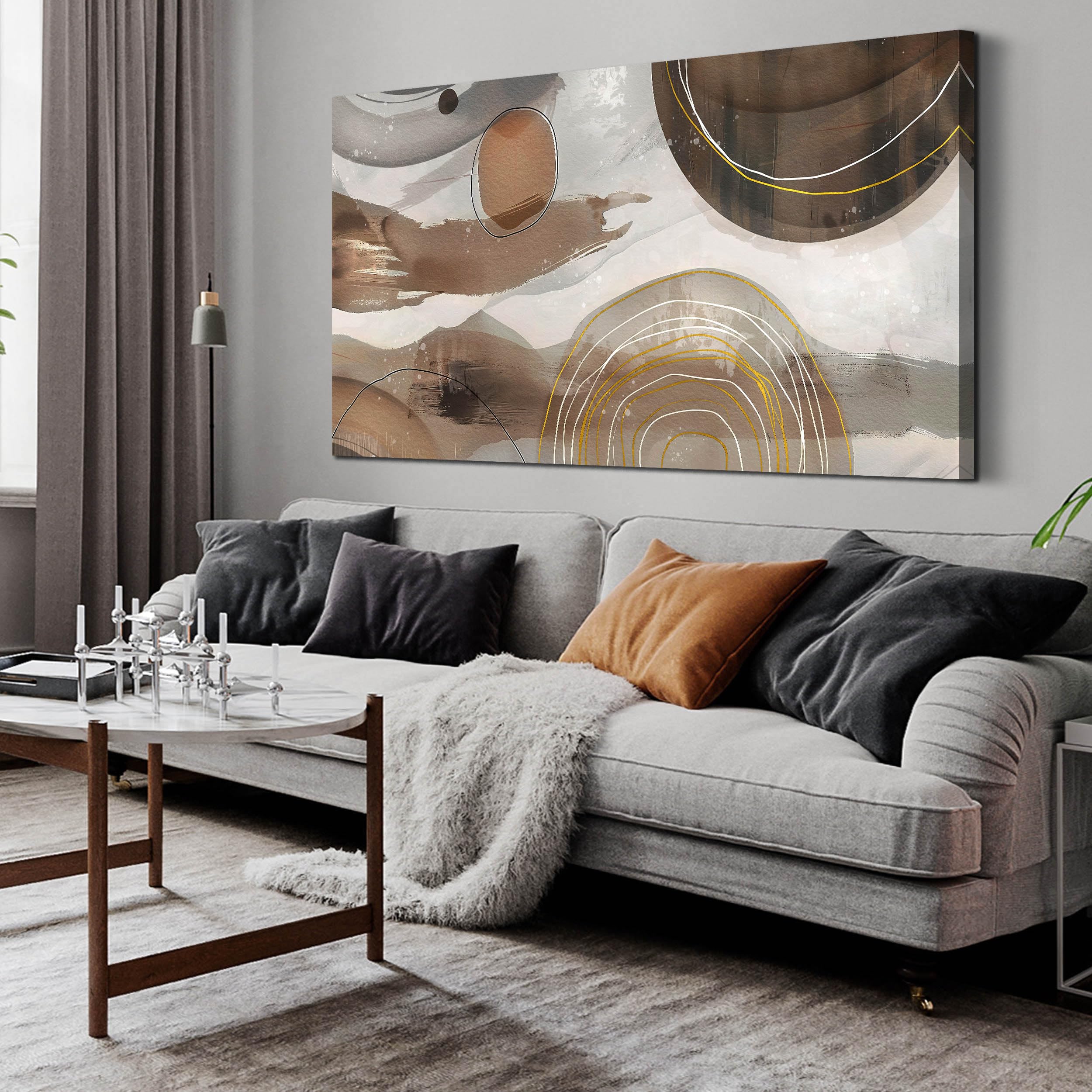 Photo 1 of ***DAMAGED - SEE NOTES/PICTURES***
Prepeyssee Grey and Brown Boho Abstract Canvas Wall Art for Living Room Bedroom Home Office Large Abstract Prints Modern Wall Decor Size 29x59