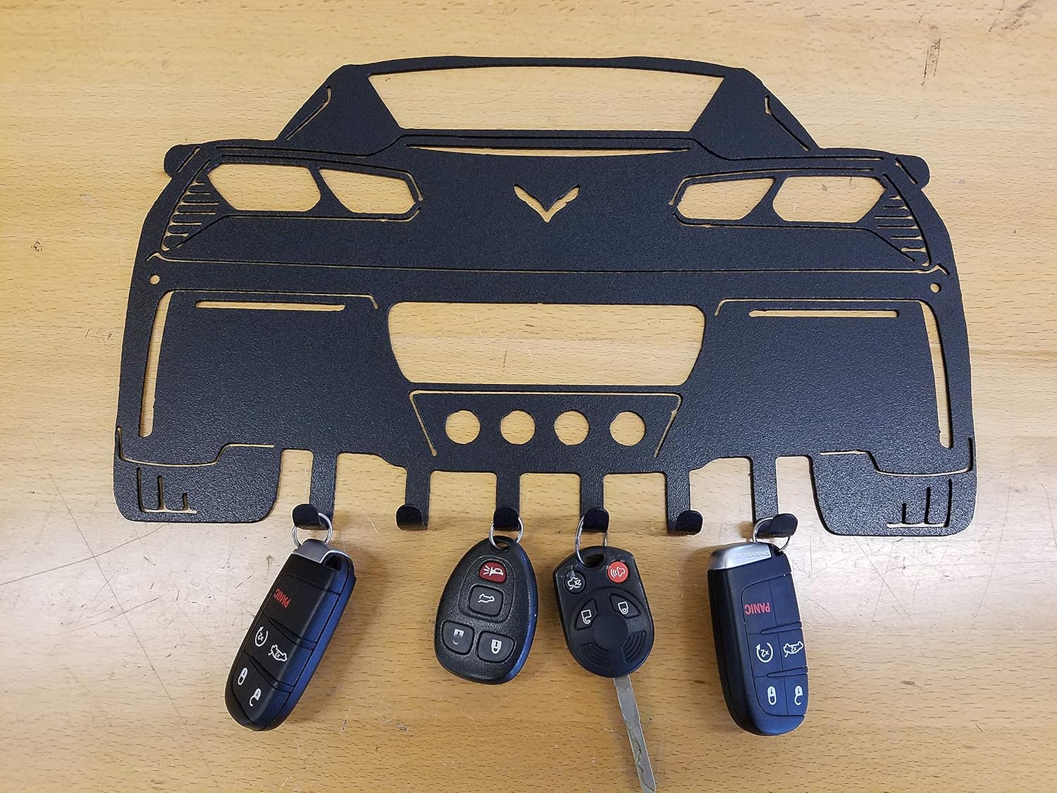 Mixed Media - Corvette C7 Metal wall art key fob holder