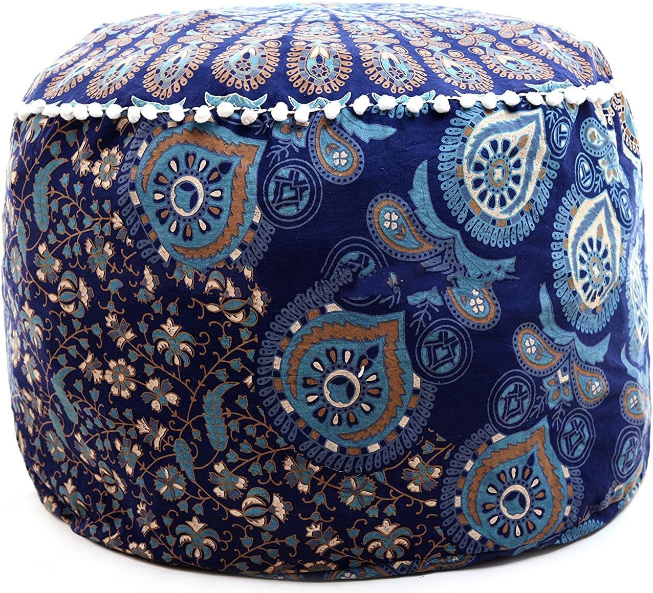 Tapestry Lovers Cotton Peacock Ombre Mandala Cushion Cover(24x14-inch, Blue)