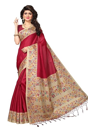 Winza Designer Womens Khadi Silk Saree with Blouse (KST-01)