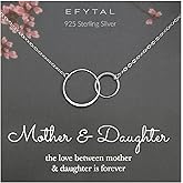 EFYTAL Mothers Day Gifts for Daughter, Sterling Silver 2 Circle Mother Daughter Necklace, Daughter Gift from Mom, First Mothers Day Necklace
