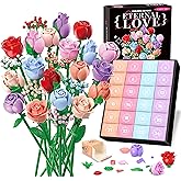 Sopu Colorful Rose Bouquet Flowers Building Set, 24 Boxes 1380Pcs Artificial Flowers Botanical Collection Flowers for Adults Valentines Day Gifts for Her Women Wife Girlfriend Mom