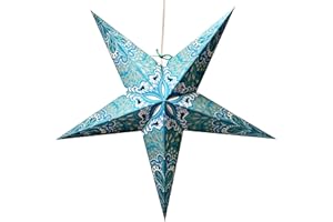 HOMETOWN EVOLUTION, INC. Turquoise Charm Paper Star Lantern with 12 Foot Power Cord Included