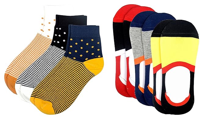 Winza Mens Low Cut & No Show Cotton Socks (Multi-Coloured, Set of 6)