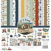 It's Time to Travel Collection Kit - Cardmaking and Scrapbooking Paper Kit - 12x12 Double Sided Papers with Element Sticker Sheet