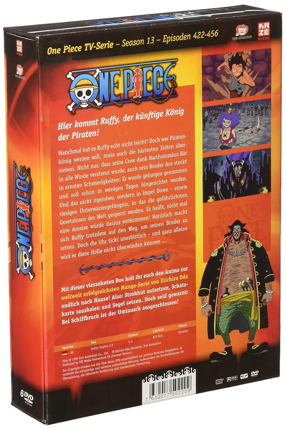 One Piece Box 14 Season 13 Episoden 422 456 6 Dvds Alemania Amazon Es Junji Shimizu Hiroaki Miyamoto Cine Y Series Tv