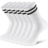 Airacker Athletic Socks Sport Running Calf Socks Performance Cushioned Breathable Crew Socks for Men Women(6 Pairs)