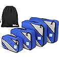 Simple Houseware 4 Set Packing Cube - Travel Organizers with Laundry Bag, Blue