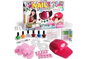 FUN KIDZ Kid Nail Art Kit for Girls, FunKidz Nail Studio Kits Size 17.91Wx12.4L with Peelable Nail Polish Nail Dryer Teens Makeup Mani Pedi Set Spa Party Gift