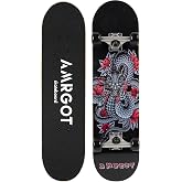 Amrgot Skateboards for Beginners,31 * 8 inches Complete Skateboards for Kids,Boys,Girls and Adults,7 Layer Maple Wood,Double Kick Deck Concave Standard and Tricks Skateboard