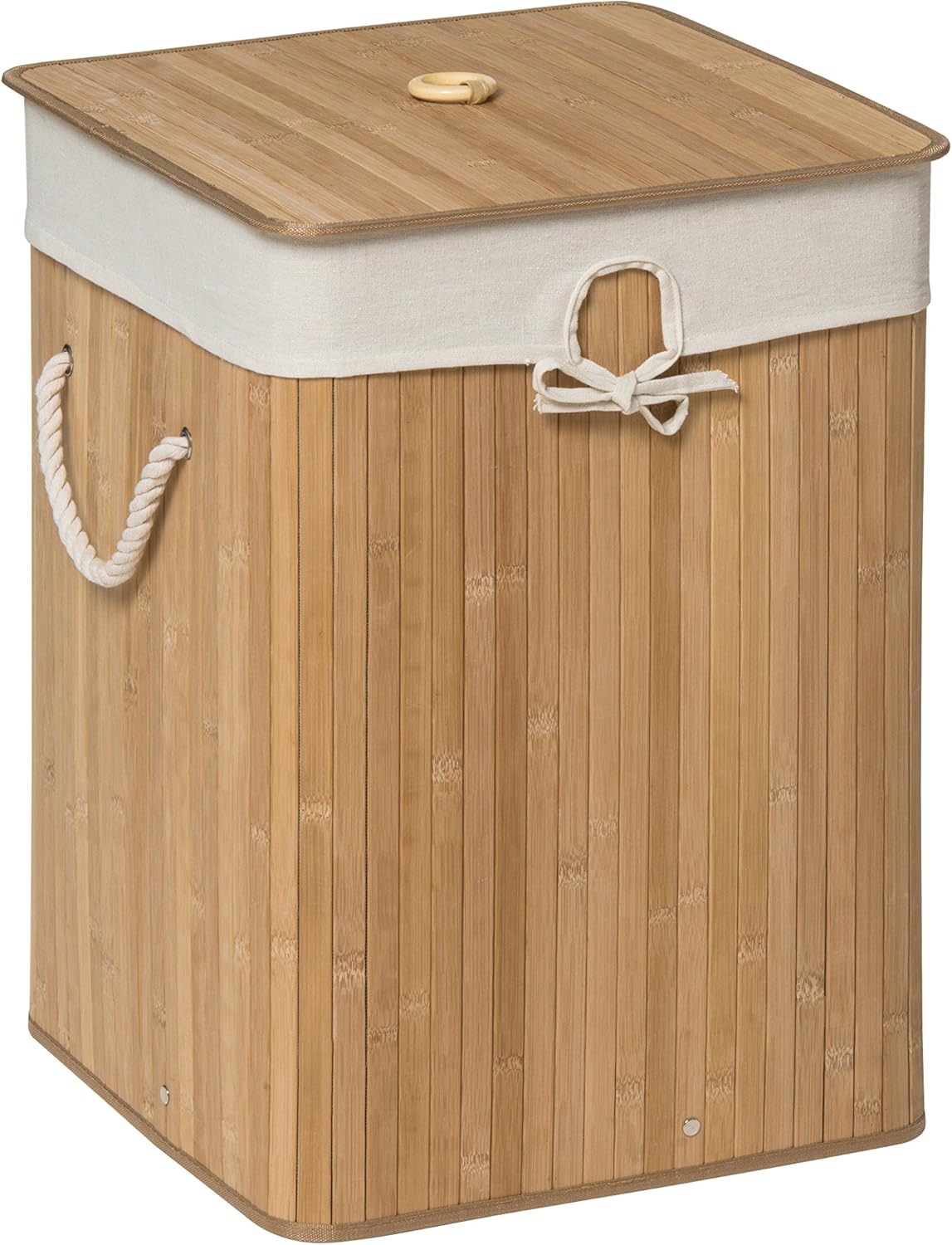 Premier Housewares Kankyo Bamboo Square Laundry Hamper, Natural, 35 x 35 x 50 cm