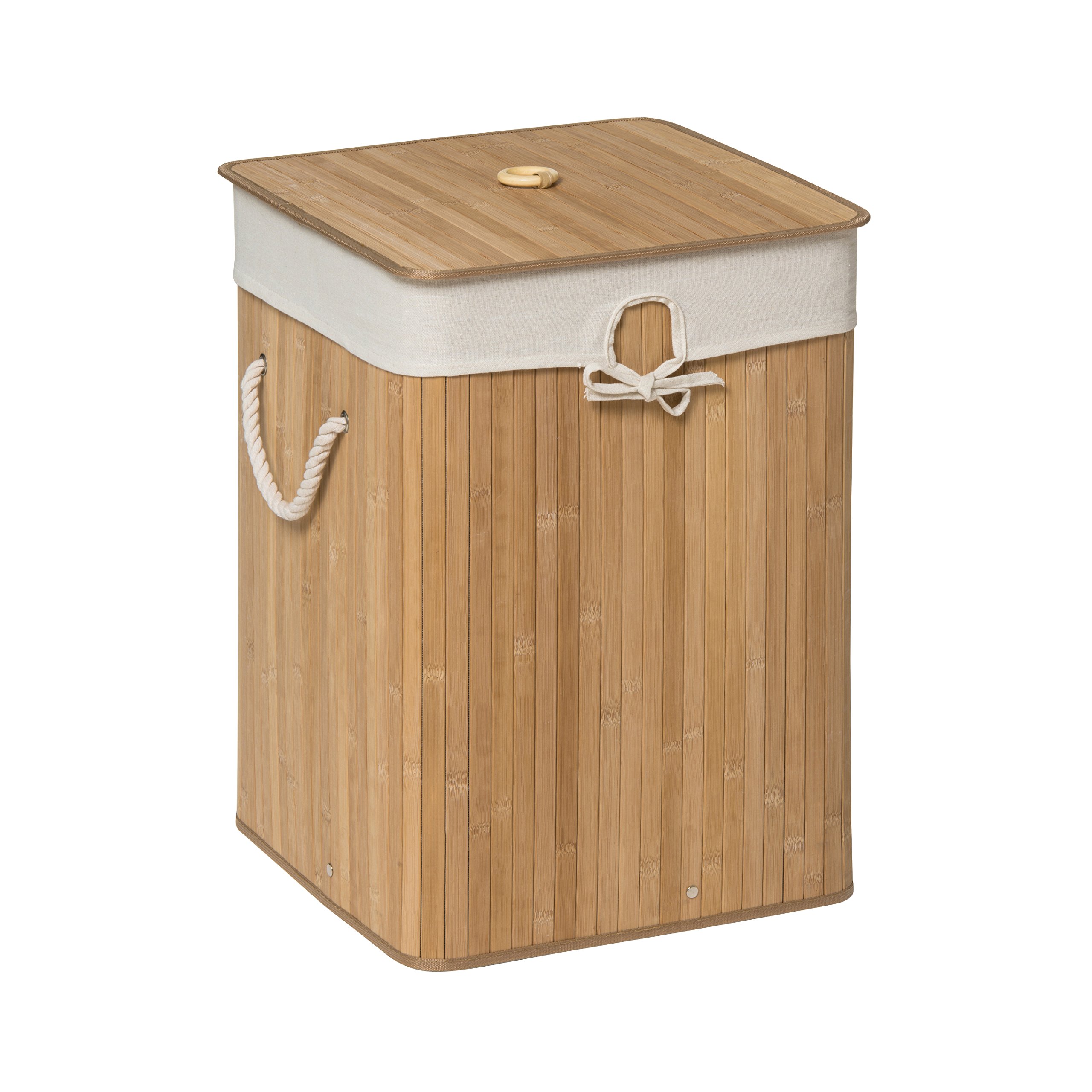Premier Housewares Kankyo Bamboo Square Laundry Hamper, Natural