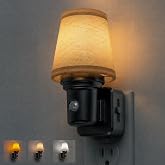 L LOHAS LED Night Lights Plug into Wall, Linen Fabric Night Light | Round Platform Vintage Nightlight with Dusk to Dawn Sensor,3CCT Color Temperature &amp; Brightness Dimmable,for Bedroom Hallway