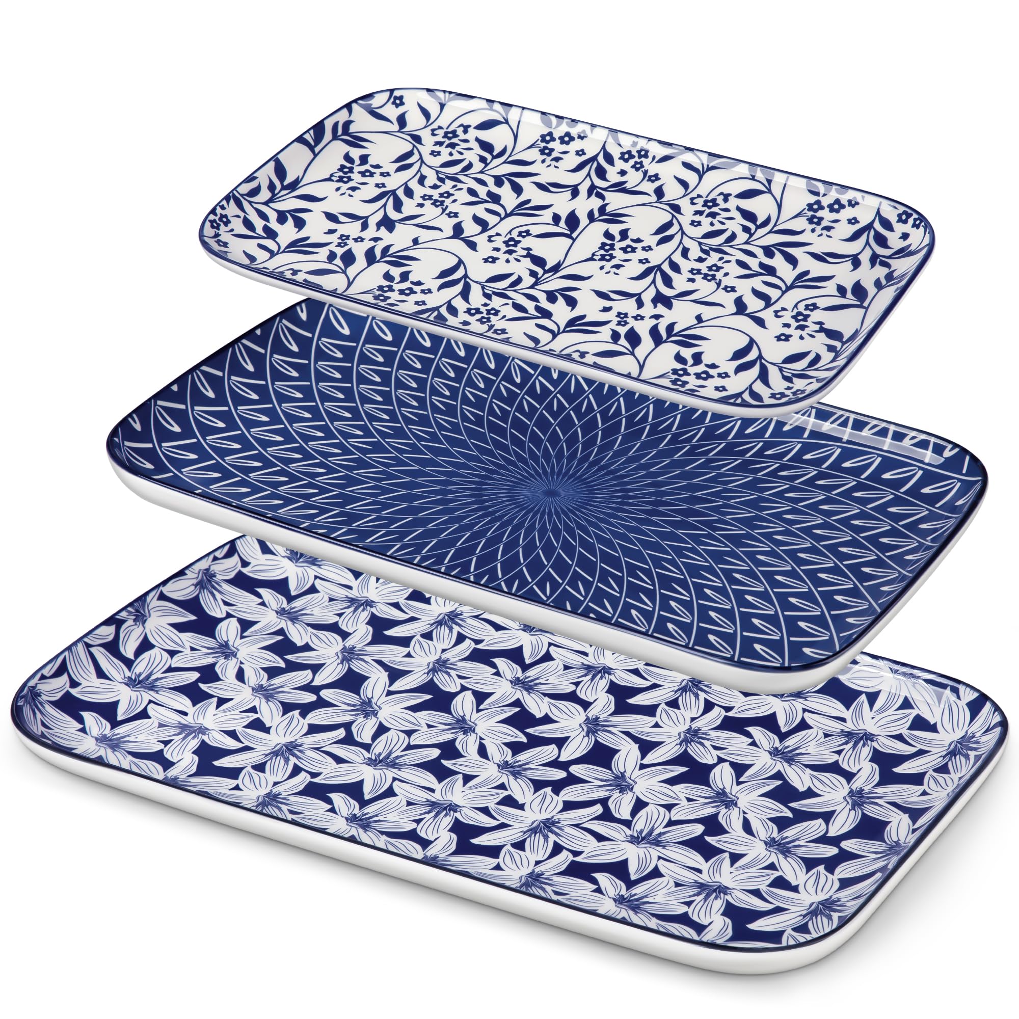 Photo 1 of vancasso Porcelain Serving Trays for Party, Serving Platters Set of 3,Serving Dishes for Entertaining, Ceramic Party Trays and Platters for Serving Food, 16"/14"/12" Inch, Series SELENE