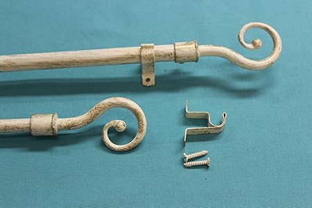 Bastone Per Tenda A Vetro In Ferro Battuto Avorio Oro