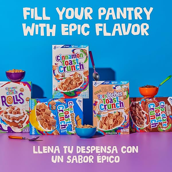 CINNAMON TOAST CRUNCH BREAKFAST CEREAL, CRISPY CINNAMON CEREAL, FAMILY SIZE, 18.8 OZ