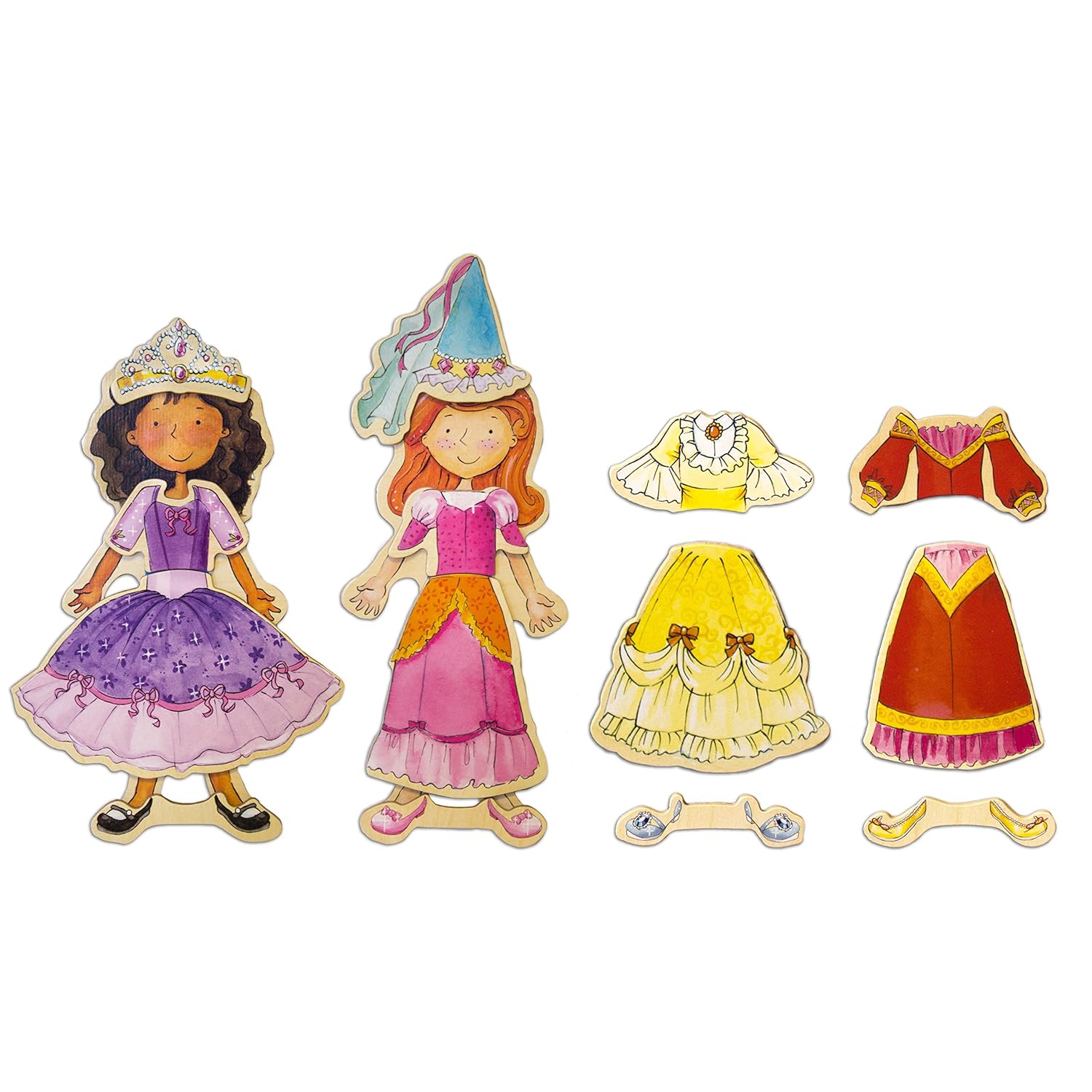 T.S Shure Daisy Girls Princesses Wooden DressUp Dolls Wooden
