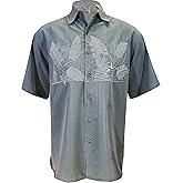 Bamboo Cay Men's Chest Bird of Paradise Tropical Style Embroidered Shirt