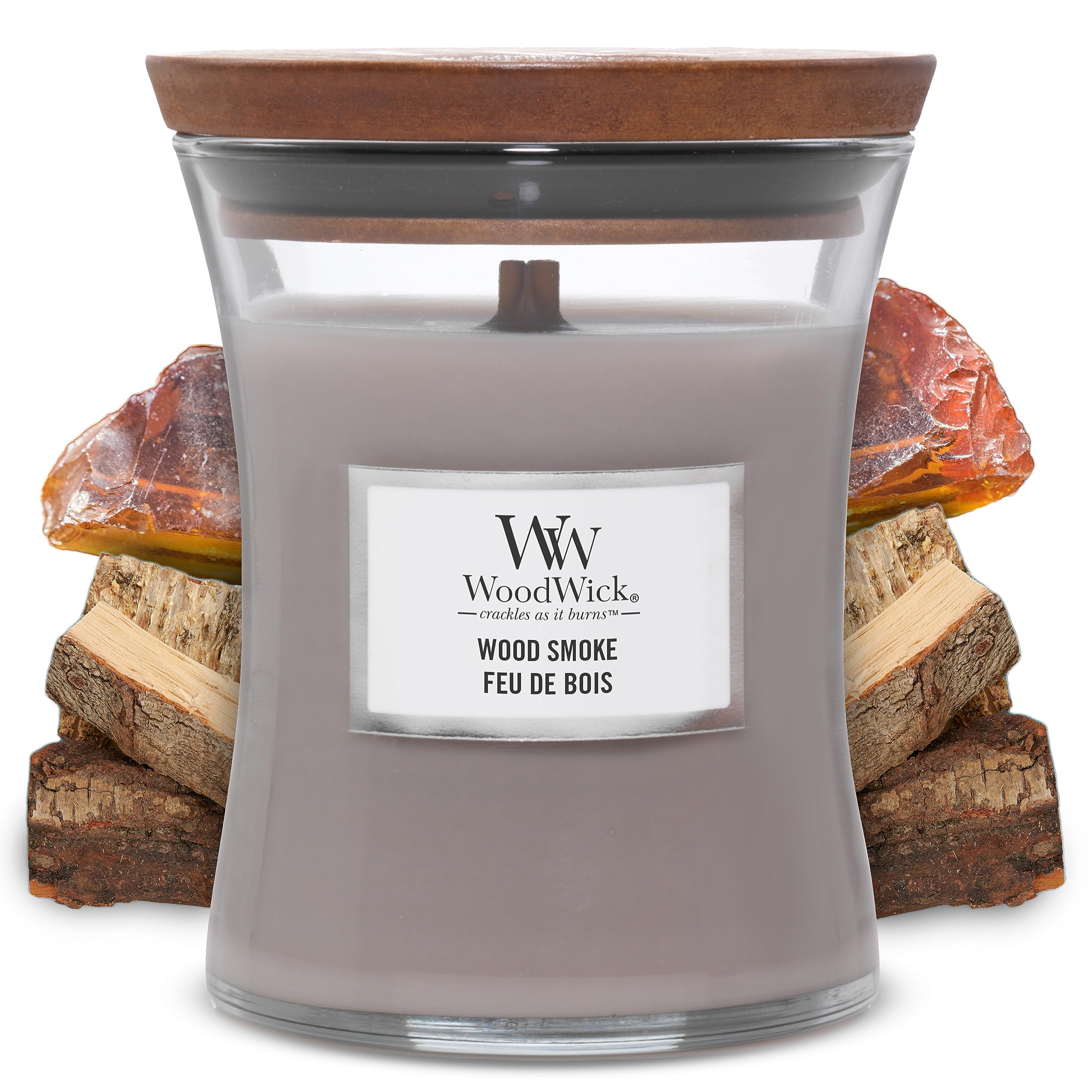 Woodwick Medium Hourglass Scented Candle with Crackling Wick | Wood Smoke | Up to 60 Hours Burn Time โ image 1
