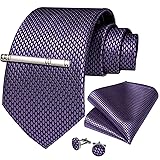 DiBanGu Plaid Tie Men's Silk Tie and Pocket Square